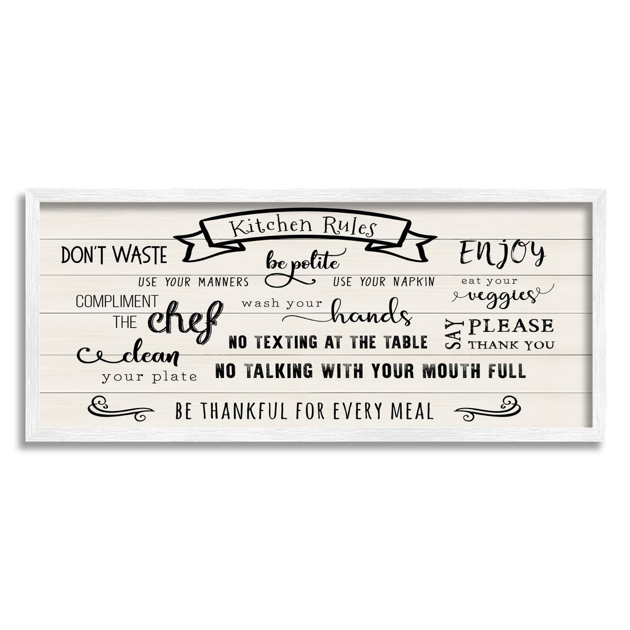 Stupell Industries Kitchen Rules List Family Happiness Motivational Phrases Framed Wall Art